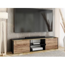 Atvērts TV galdiņš ar zelta malu LUNO 3, Melns/Zelts craft